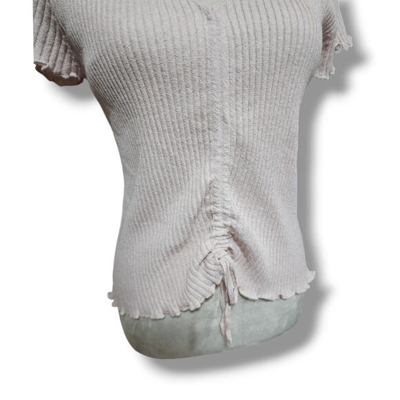 Fate Fitted Y2K Vibes Ribbed Pale Pink Top - Picture 5 of 5